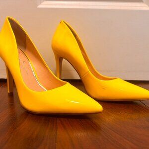 Jessica Simpson Yellow Patent Pointed Toe Heels Size 6.5M